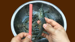 I Just Found Out Today That Shrimp Line Removal Made EASY with Just One Straw!