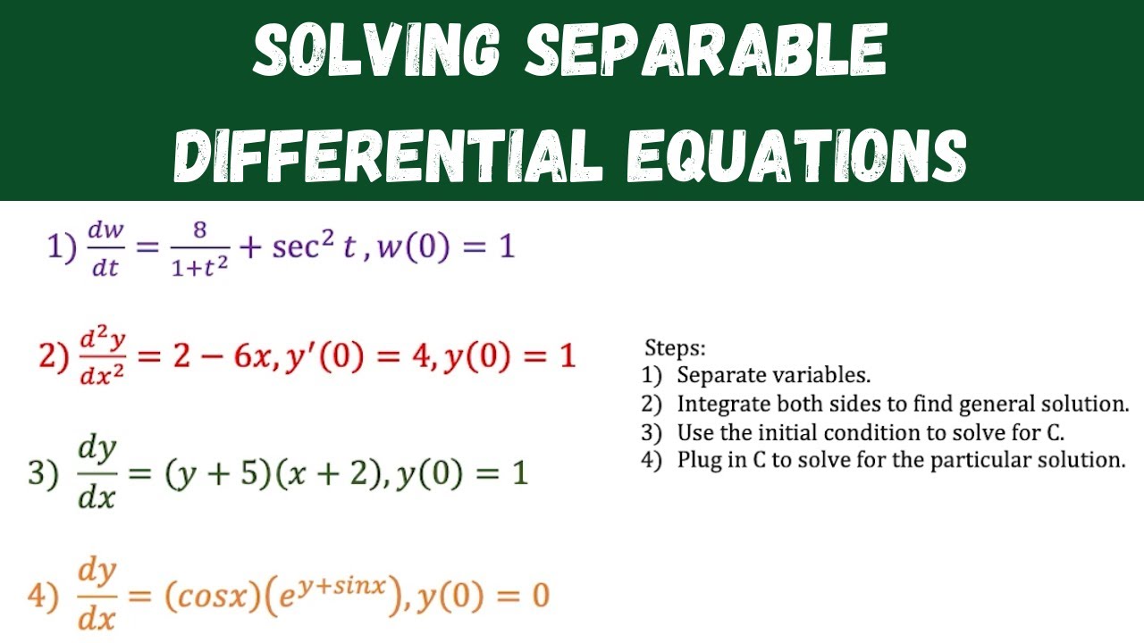 Solving Separable Differential Equations - YouTube