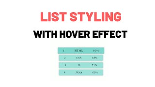 List styling with hover effect using html and css
