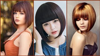 40+ Gorgeous short inverted bob with bangs # bobhaircutwithbangs #bobhaircut @hairology