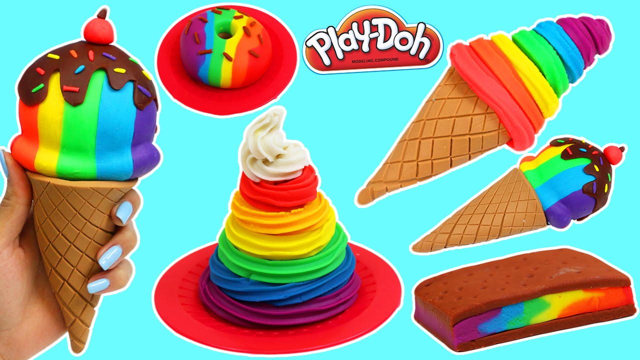 Play Doh Rainbow Swirl Desserts Youtube