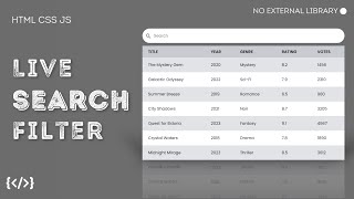 Live Search Filter using HTML CSS JS