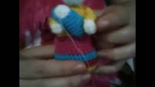 In progress crocheting Saint Mary and infant Jesus