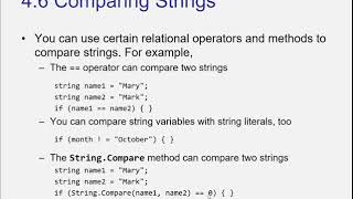 C# Chapter 4 Making Decisions Part 18 Comparing Strings swf