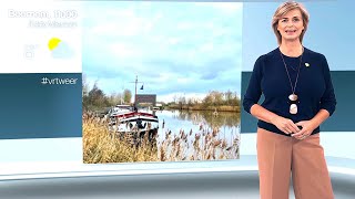 Weervrouw Sabine Hagedoren met het Vlaamse weerbericht van dinsdag 3 december 2024 op VRT 1