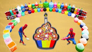 Experiment: How to make Rainbow Cupcake with Orbeez, Balloons of Fanta, Coca Cola vs Mentos