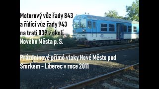 Motorový vůz řady 843 s řídícím vozem řady 943 na trati 039