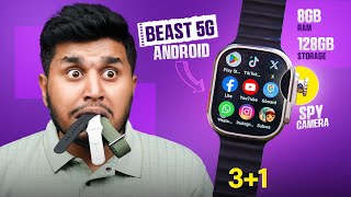 BEAST 5G Android Smartwatch⚡️|| With 3 Straps , 8GB Ram+128GB😱|| 12MP Spy Camera😏