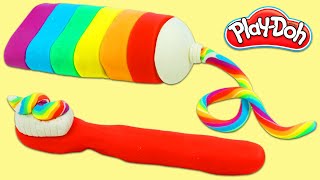 How to Make Rainbow Play Doh Toothbrush and Toothpaste | Fun & Easy DIY Play Dough Art!