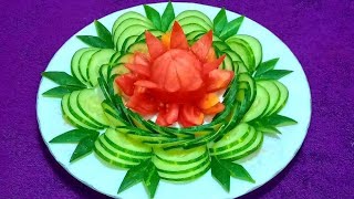 Beautiful Salad Decoration Idea! Super Salad Plate Decoration with Cucumber And Tomato! Salad Art!