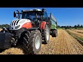 Steyr 6175 cvt Impuls mit Fliegl tmk264 Getreide fahren