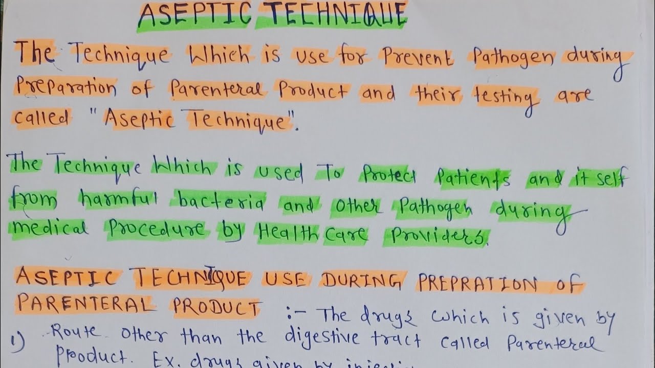 Aseptictechnique Aseptictechniqueuseinparenteralpreparation Dpharm