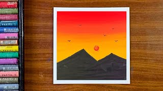 Sunset drawing | Oil pastel drawing for beginners | Drawing