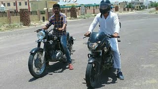 Pulsar 180 vs Bullet 350 drag race ... epic race.(royal enfield classic 350)