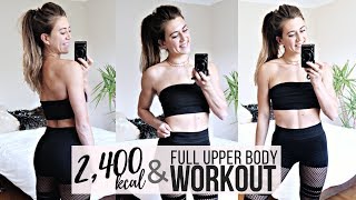 WHAT I EAT IN A DAY || WORKOUT FOR LEAN, TONED ARMS