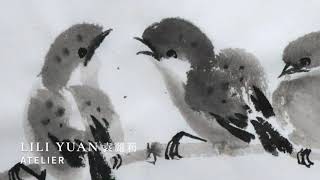 Chinese painting Bird, chinesische Malerei Vogel, 国画小鸟，Lili Yuan painting studio 袁丽莉水墨画工作室