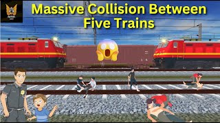Indian train crossing 3d में 5 ट्रेनों की जोरदार टक्कर 😥 || Indian train crossing 3d accident video
