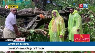 തിമിർത്ത് പെയ്യുന്ന മഴയിൽ വാഴക്കാട് മേഖലയിൽ വൻ നാശം.