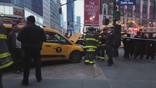 Taxi Driver Hits Pedestrian on New York Sidewalk