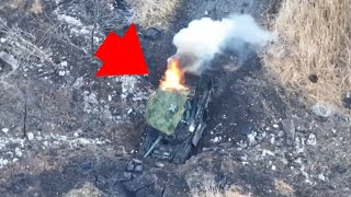 Thermite Drone Destroy T-80BV Tank Stuck In Hole