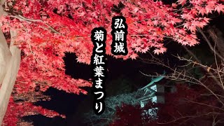 【弘前城】夜に映える美しい紅葉🍁世界中の人にご覧頂きたい「菊と紅葉まつり」5分30秒〜夜のライトアップ