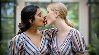 Indian Woman And Blonde Woman | Lesbian Kissing Video | 4K HD