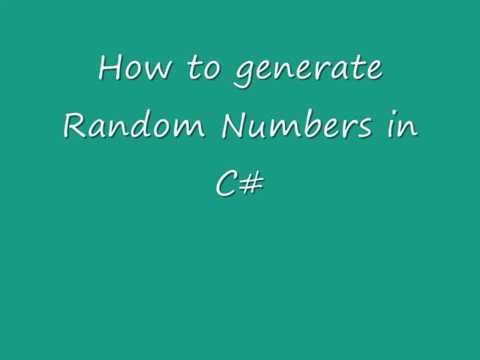 How To Generate Random Numbers In C# - YouTube