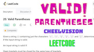 LEET CODE [20] - Valid Parentheses Problem using JavaScript in HINDI.