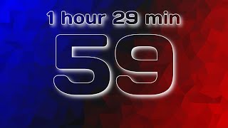 1 hour 30 min (90 minute, 5400 second) Blue and Red Count Up Timer - Silent - Choose your team!
