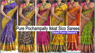 Light Weight Pochampally Pure Ikkat Sico Sarees With Price || Ikkat Sico Sarees || Sico Pattu Sarees