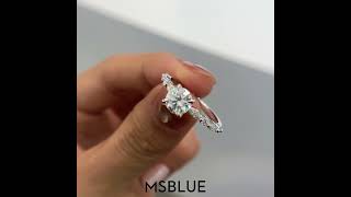 Unique Marquise Round Cut Engagement Ring