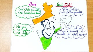 Save girl child Day Drawing 2020 for Kids/Save Girl Child Poster/How to Draw Save Girl Child Drawing