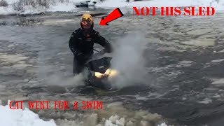 SNOWMOBILE WATER SKIPPING FAIL 2018 || WHY YOU DON'T LEND YOUR SLED