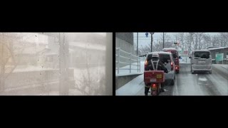 外出から帰宅まで　2カメラ　2015年2月10日　除雪車　郵便配達他