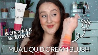 MUA BLUSHED SWATCHES AND TRY ON *EVERY SHADE* - Testing Drugstore Cruelty Free Liquid Cream Blush!