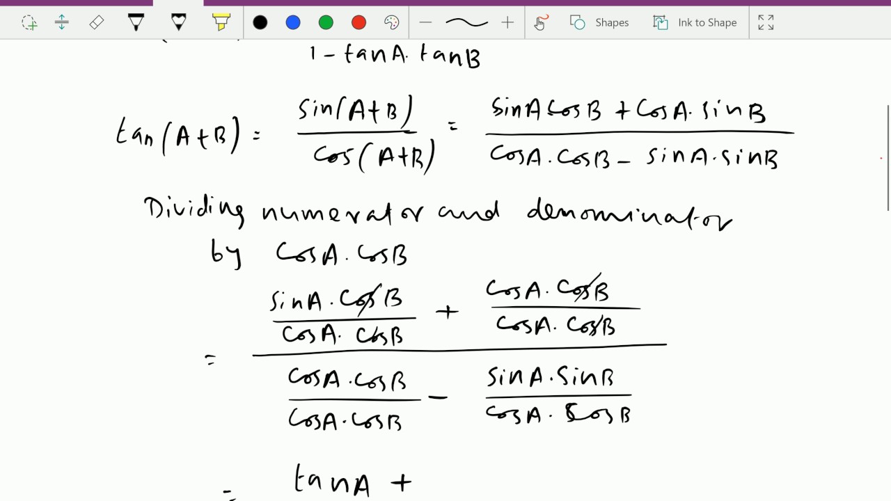 Trigonometry : - ( Tan(A+B) And Cot(A+B) Formulae Proof ) -- 30 - YouTube