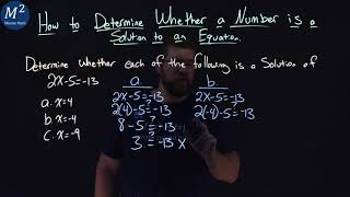 How to Determine Whether a Number is a Solution to an Equation | 2x-5=-13 | Minute Math