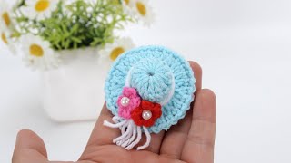 娟娟编织,花朵草帽沙滩帽挂件吊坠Step by step,easy for beginners DIY Tutorial  crochet  cute hat Part.2