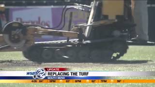 Crews spend day tearing up turf at Four Winds Field