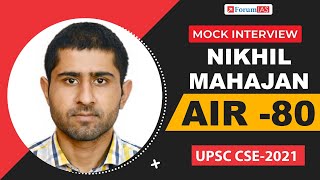 Secured 80th Rank in Last Attempt | Nikhil Mahajan | UPSC CSE 2021 Topper | Mock Interviews