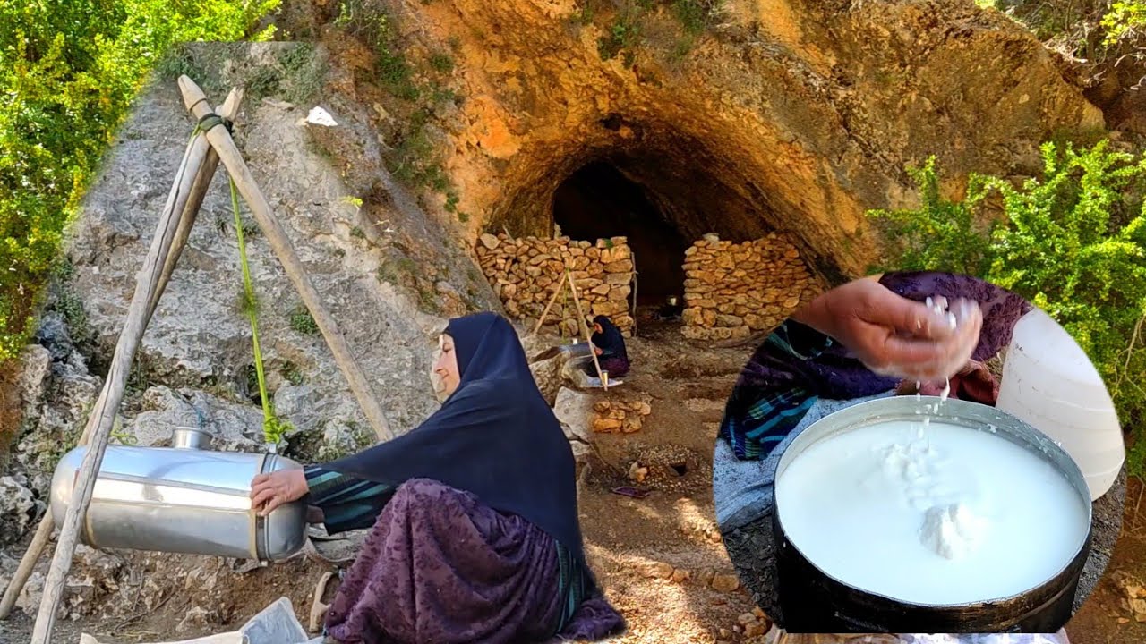 Nomadic Life In The Cave Making Sheep S Butter From Yogurt By A