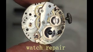 一块古董表机芯故障分解 第一视角maintenance of an Vintage mechanical watch.Very old Vintage mechanical watch repair