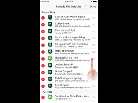 Road Trip Planner iOS – Rearrange Pins