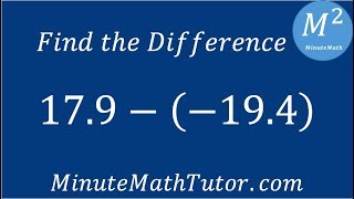 Find the Difference 17.9 -(-19.4)