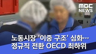 노동시장 '이중 구조' 심화…정규직 전환 OECD 최하위 (2018.11.05/뉴스투데이/MBC)