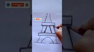 Draw A Cute Eiffel Tower... #short #drawing #mickeyarts
