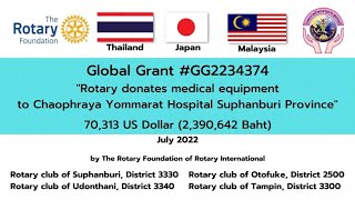 EP.91 โรตารีสุพรรณบุรี ส่งมอบเครื่องมือแพทย์ โครงการGlobal Grant 20 กุมภาพันธ์ 2566