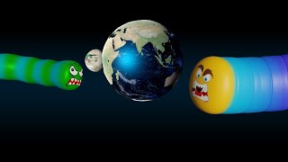 Slither.io In Real Life Moon vs Earth Fight !!