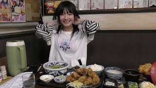 【aoi】ボリューム満点！「唐揚げ\u0026竜田揚げ定食」あおさん食べきれる？【お食事処 二代目川島ジャンボ】