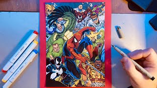 DRAWING AND COLORING SPIDER-MAN VS. EVERYONE!!! (VENOM, SANDMAN, KRAVEN, LIZARD, DOC OCK, etc.)